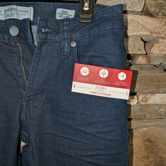 P D & C Mens Dark Blue Slim Fit Stretch Jeans 28 x 30 NWT - Picture 7 of 8